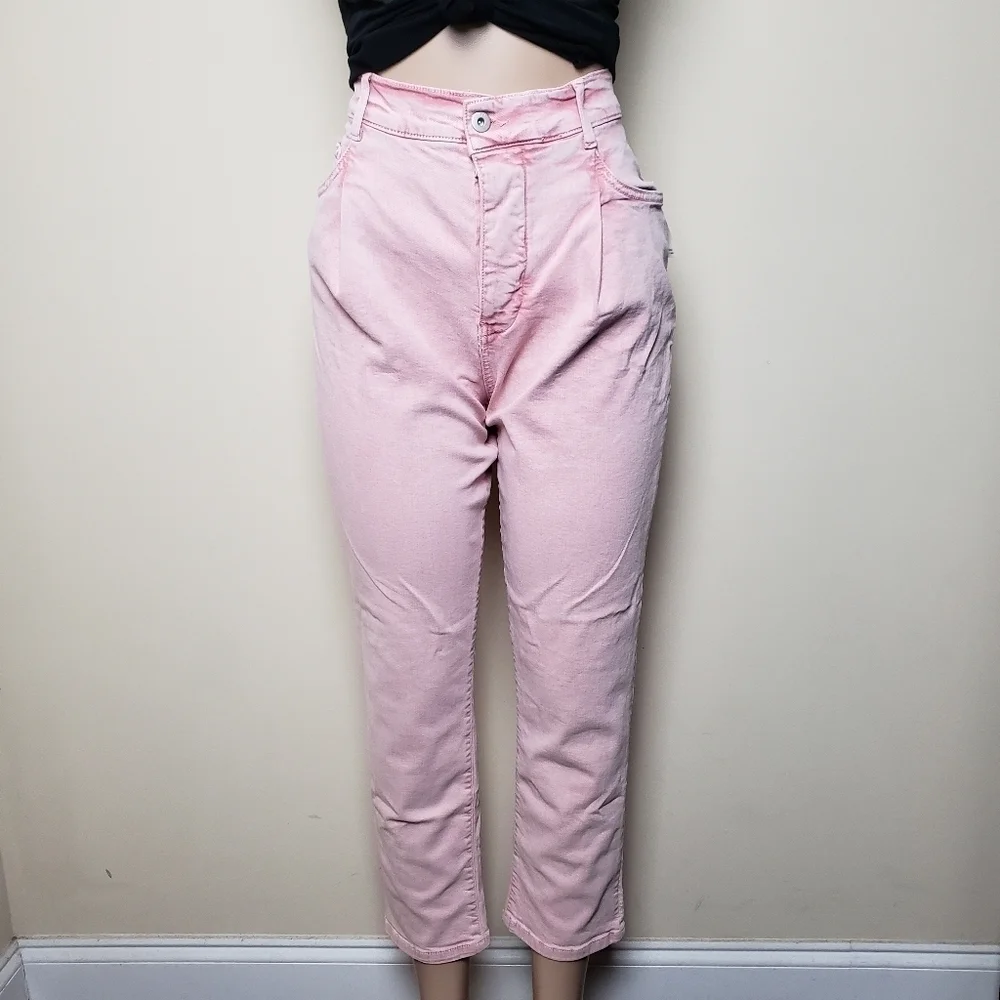 PILCRO Ultra High-Rise Acid Wash Pink  Straight Jeans
